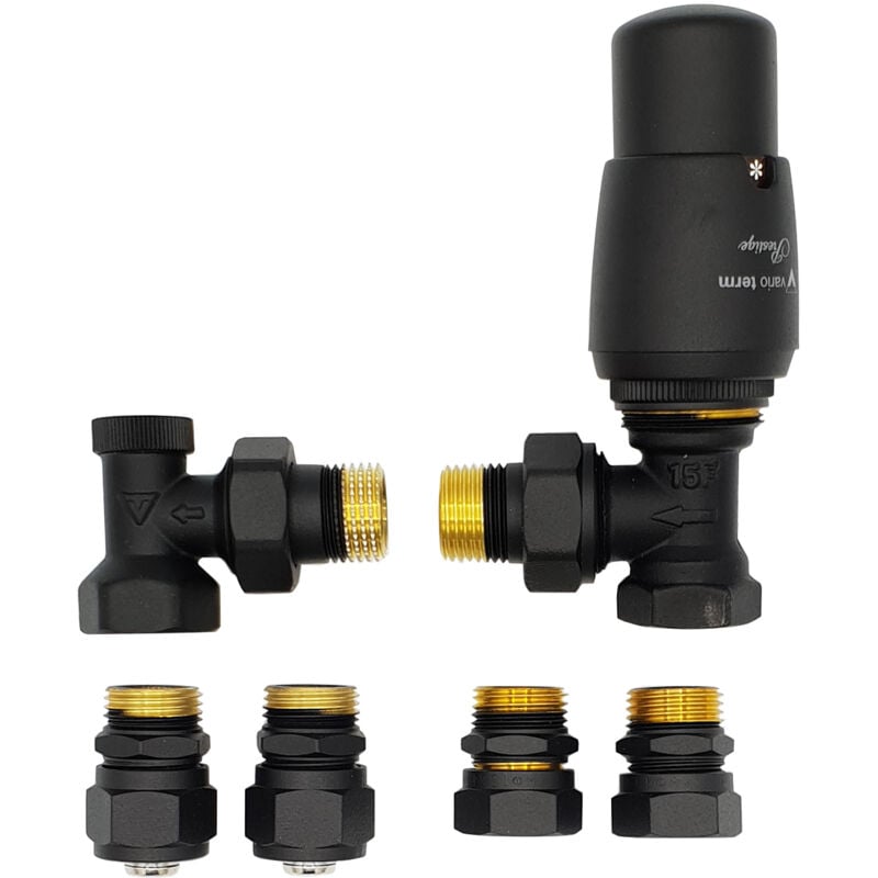 Incliné Laqué Noir Antique Thermostatique Ensemble + Cuivre (Cu) et pex