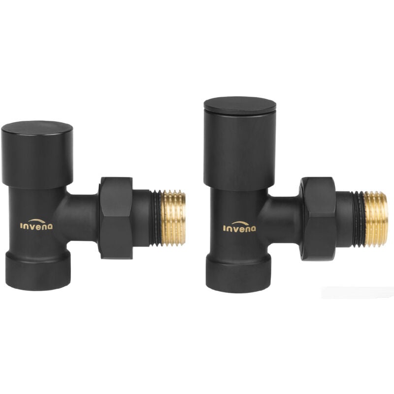 Invena - Jeu de vannes de radiateur, alimentation + retour, coudées, noires