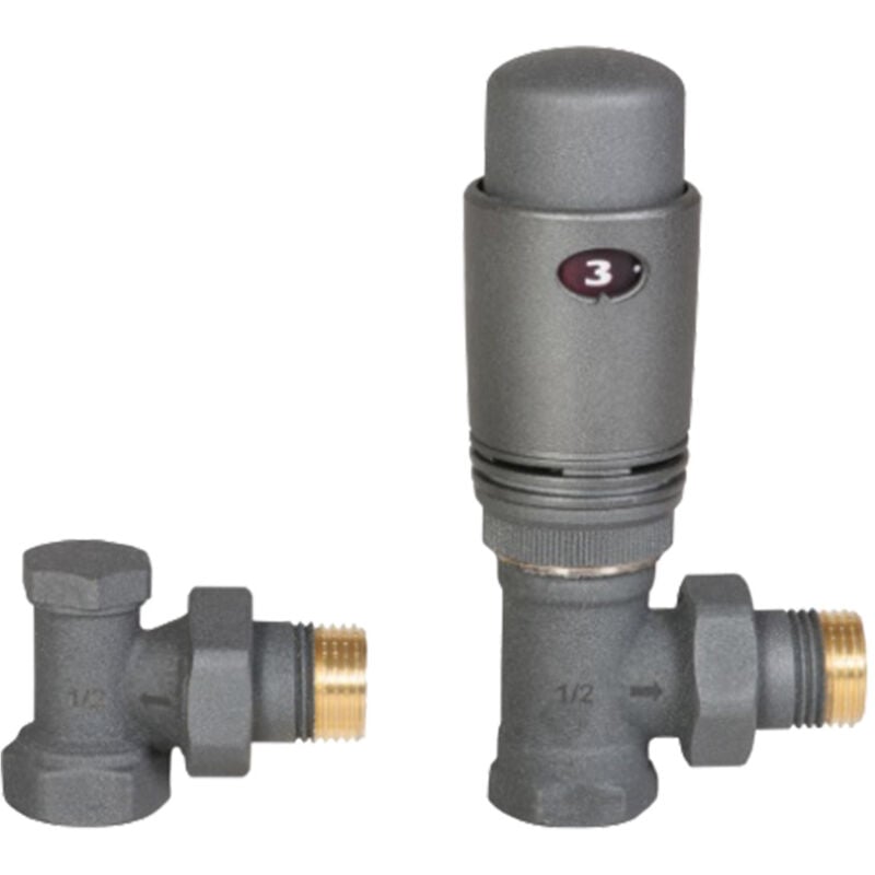 Incliné Set Thermostatique Graphite Fini Chauffe-eau 1/2' Radiateur Lien