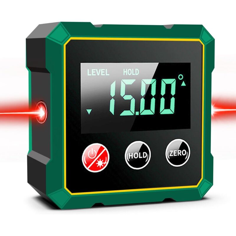 Inclinomètre Magnétique Numérique avec Laser Electronique, Niveau Numérique USB Rechargeable, Base Magnétique Forte et Ecran LCD Rétro-éclairé,