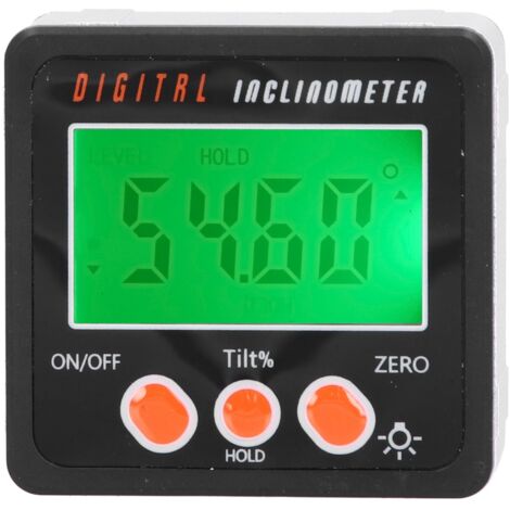 Inclinomètre numérique 0-360°, rapporteur électronique LCD, jauge d'angle numérique, base magnétique, rétroéclairage vert