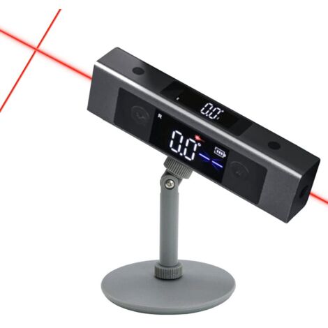 Inclinomètre numérique à rapporteur, règle L-as-er avec mesure d'angle, marquage bidirectionnel à lumière rouge, chercheur d'angle à double écran(double L-as-er + support)