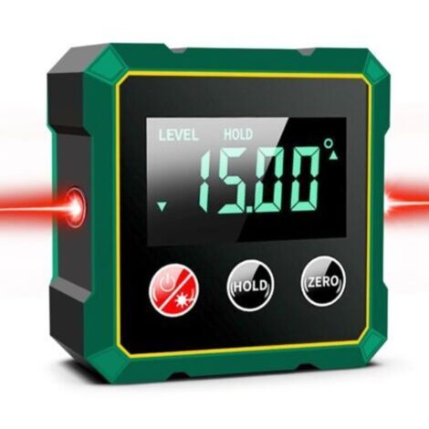 Inclinomètre Numérique avec Laser, Base Magnétique Forte, Écran LCD Rétro-éclairé, Niveau à Bulle USB Rechargeable pour Travail du Bois