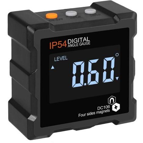 Inclinomètre Numérique LCD 360° Inclinometre Digital Magnétique Inclinomètre Electronique, Arrêt Automatique, avec Rétro-Eclairage Magnétique, 4 Côtés Magnétiques, étanche IP54 (avec Piles)dengyank