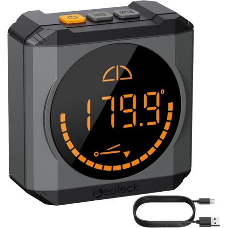 Inclinomètre Numérique LED Rechargeable Goniomètre Haute Précision ±0,1° Rapporteur d'Angle Niveau Digital Base Magnétique Puissante Mesure d'Angle 4 Modes IP54 pour Menuiserie BTP Auto Noir