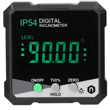Inclinomètre numérique portable IP54 4 x 90 °, rétroéclairage LCD, rapporteur numérique, compteur de pente, règle d'angle numérique, magnétique simple face, rapporteur multifonctionnel, mode de mesur
