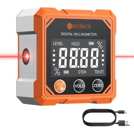 Inclinomètre Numérique Rechargeable avec Laser Double – 4 Côtés Magnétiques, ±0.1° Haute Précision, Écran LCD Inversé – Niveau Électronique pour Menuiserie Bricolage Pose de Carrelage