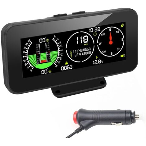 Inclinomètre numérique voiture, Affichage tête haute, Compteur GPS 4x4 tout-terrain, Universel Head Up Display voiture et moto, avec alarme de survitesse, avertissement de fatigue, boussole