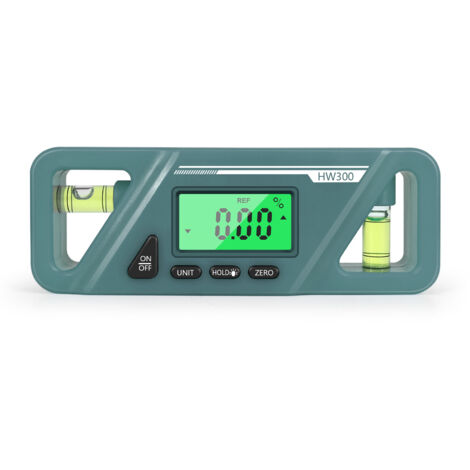 Inclinómetro digital compacto, inclinómetro digital, detector de ángulos, dispositivo de medición, nivel de burbuja, imán, función de retención de datos, pantalla LCD brillante M4YD (verde)