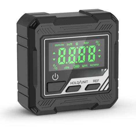 Inclinómetro digital portátil con base magnética, pantalla retroiluminada, rango de medición 4 x 90°, ideal para carpintería, automoción y mecanizado