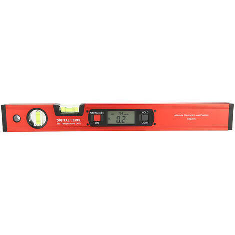 Inclinómetro digital retroiluminado de 4 x 90° con nivel, ideal para profesionales de la construcción, carpintería, reformas y bricolaje.