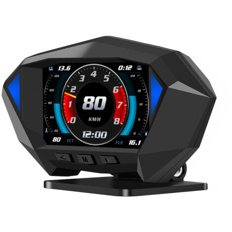 Inclinómetro inteligente LIFCAUSAL HUD Pantalla digital GPS/OBD Monitorea voltaje y temperatura Ángulos balanceo/cabeceo Alerta exceso velocidad Seguridad vial