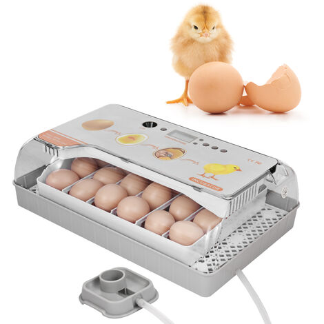 Incubadora de huevos digital Incubadora de aves de corral de 20 huevos con control de temperatura de giro automático de huevos Incubadora de alarma de humedad de temperatura de luz LED para pollo Pato