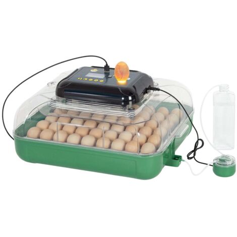 Incubateur Automatique 53 œufs avec Contrôle Température & Humidité, Retournement Automatique, Mire-œufs LED Intégrée, Double Alimentation, pour Poule Canard Caille Oie Pigeon