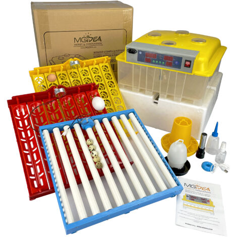INCUBATRICE 56 PLUS KIT TRE CESTELLI VARIE SPECIE DI UOVA SET SVEZZAMENTO IGROMETRO UMIDIFICATORE AVICOLTURA