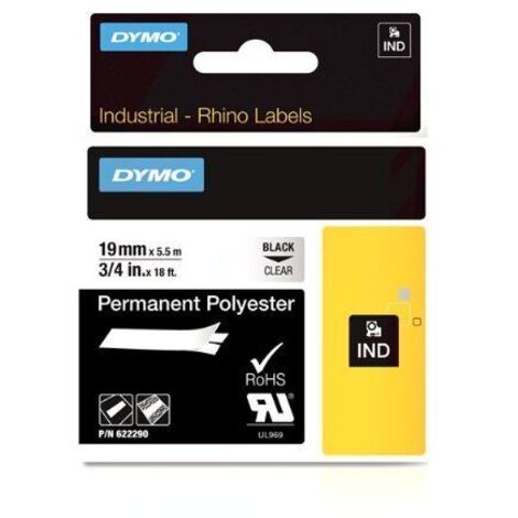 IND 622290 - DYMO IND Polyester, 19mm, schwarz/transparent