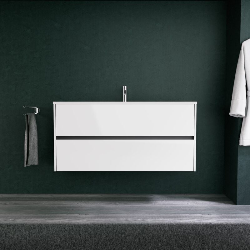 Meuble de salle de bain 2 tiroirs L.120 avec vasque mat / - Inda