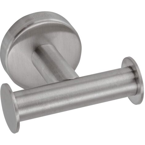 Inda A6020BNS STYL Appendiabiti Doppio a Parete, Acciaio Inox, Spazzolato, 8 x 8 x 5 cm