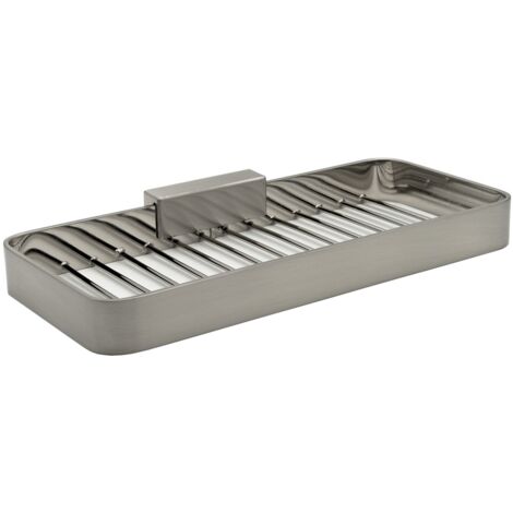 Inda - Cestino portaoggetti L.25 H.3 cm Lea nickel spazzolato