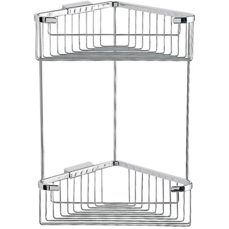 Inda - Double panier de rangement angulaire en laiton chromé