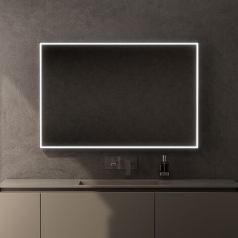 Inda - LED-Spiegel Pirano 120x80cm dimmbar mit schwarzem Rahmen