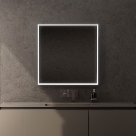 Inda - LED-Spiegel Pirano 80x80cm dimmbar mit satiniertem Rahmen