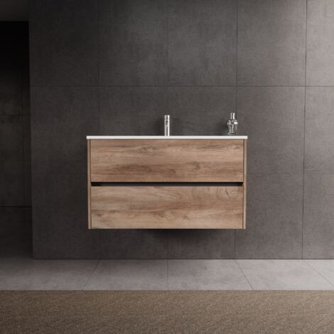Inda - Meuble de salle de bain 2 tiroirs L.100 avec vasque