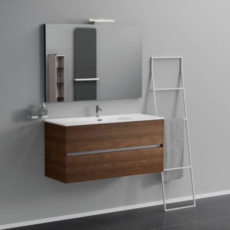 Inda - Meuble de salle de bain 2 tiroirs L.120 avec lavabo miroir