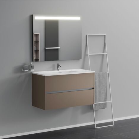 Inda - Mobile bagno 2 cassetti L.100 con lavabo specchio