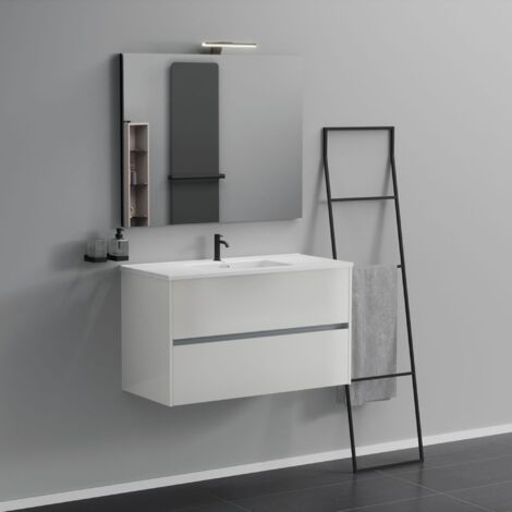 Inda - Mobile bagno 2 cassetti L.100 con lavabo specchio e