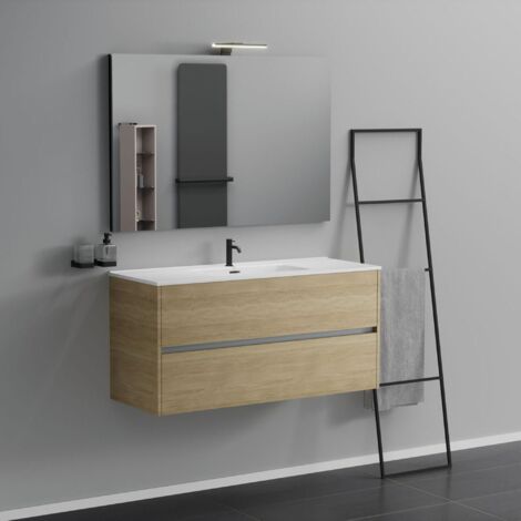 Inda - Mobile bagno 2 cassetti L.120 con lavabo specchio e