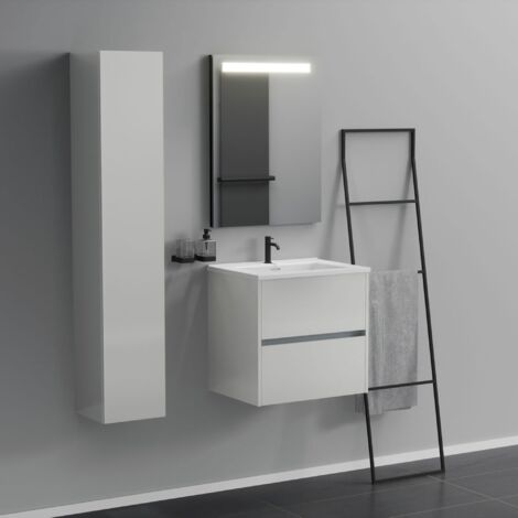 Mobile Bagno Mondeer 2 Cassetti Con Antiscivolo - Design Moderno, MDF, Bianco, 56x82.5x30 Cm