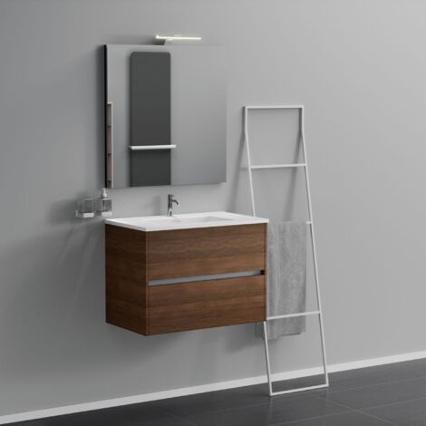 Inda - Mobile bagno 2 cassetti L.80 con lavabo specchio e lampada