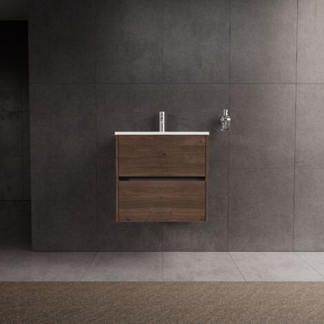 Inda - Mobile bagno L.60 con lavabo lucido / Rovere castano 2