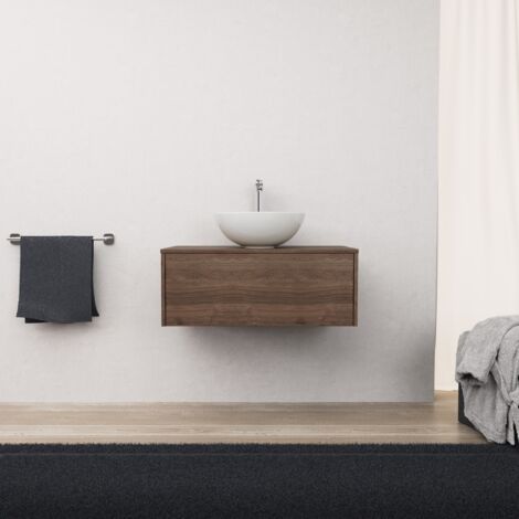 Inda - Mobile bagno L.80 con lavabo in appoggio / Rovere castano