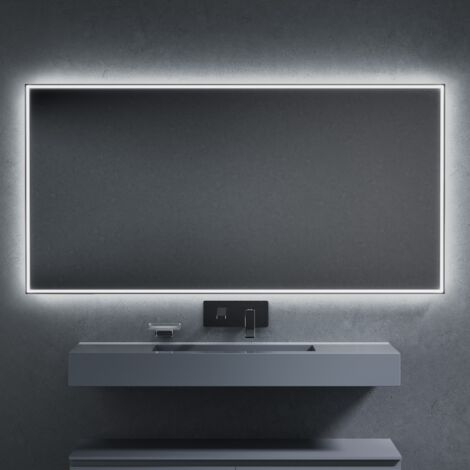Inda - Piran+ Miroir LED 160x80cm noir dimmable en lumière et en