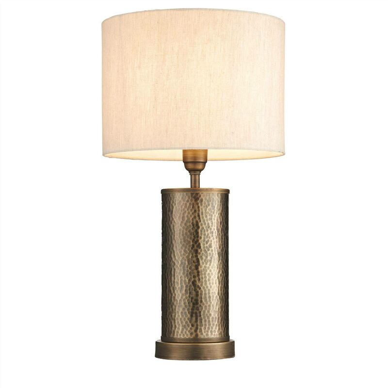 Endon Lighting - Endon Indara - 1 Light Table Lamp Aged Bronze, Aged Hammered Bronze Plate, E27