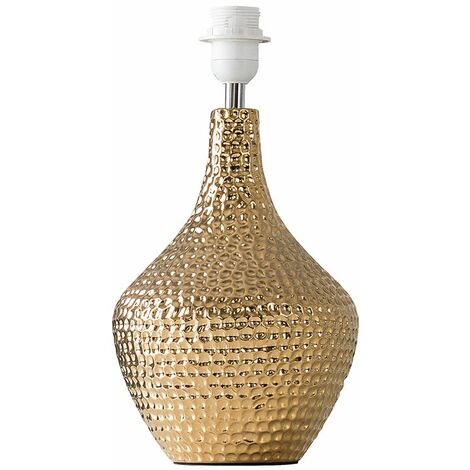main image of "Indent Textured Ceramic Table Lamp Base - Gold"