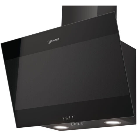 INDESIT Hotte Décorative incliné aspirante noire Largeur 60cm Débit d'air 647m3/h
