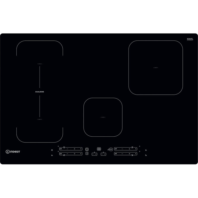 Indesit – Table de cuisson encastrable induction 77 cm – 4 feux – Puissance 7200 W – Commande tactile avant – Finition noire moderne - 21B77 Indesit – Table de cuisson encastrable induction 77 cm – 4 feux – Puissance 7200 W – Commande tactile avant – Finition noire moderne - 21B77