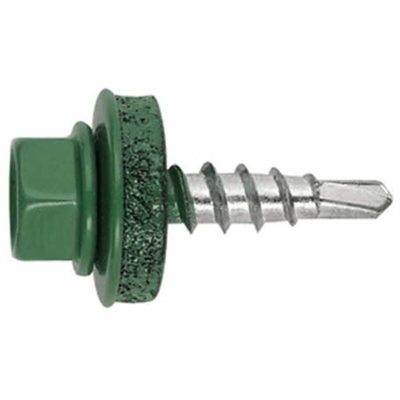 250 vis autoperceuses, tête hexagonale 8 vert mousse 4,8 x 28 mm zingué spécial bac acier - AFVE144828 Index