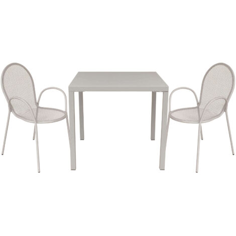 INDEX - set tavolo in alluminio cm 80 x 80 x 73h con 2 poltrone Maris