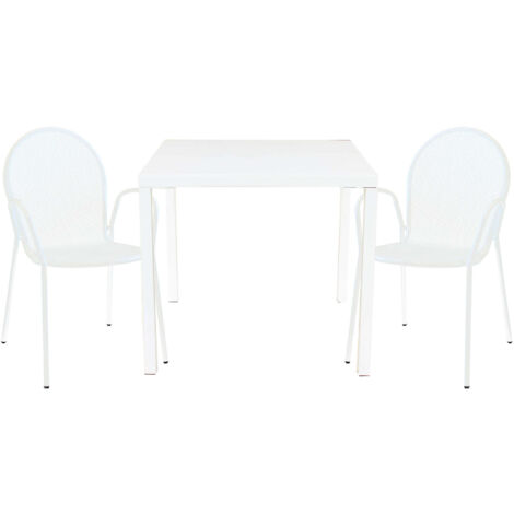 INDEX - set tavolo in metallo cm 80 x 80 x 73h con 2 poltrone Maris