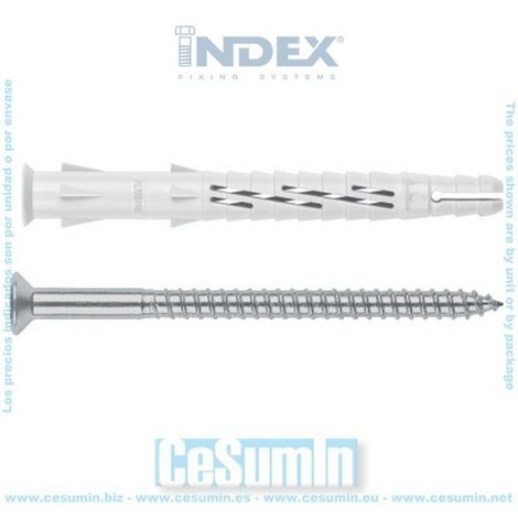 INDEX TNXA410080 - Taco nylon alto rendimiento y tornillo A4 avellan Torx 10x80