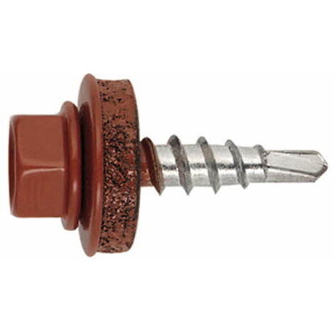 Index – Vis autoperceuse acier pour bois tendre et dur – 4,8 x 28 mm – Empreinte SW8 – Boite de 250 vis RAL 3011 rouge brun