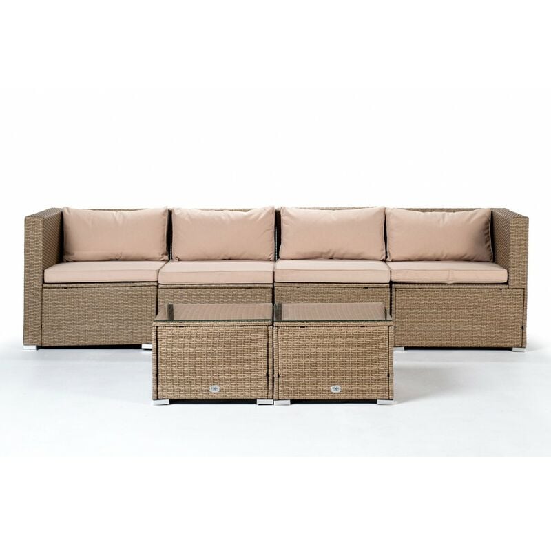 

Conjunto de Muebles De Exterior Para Jardín o Terraza Sofa Modular 4 y Dos Mesas Plazas Color Beige