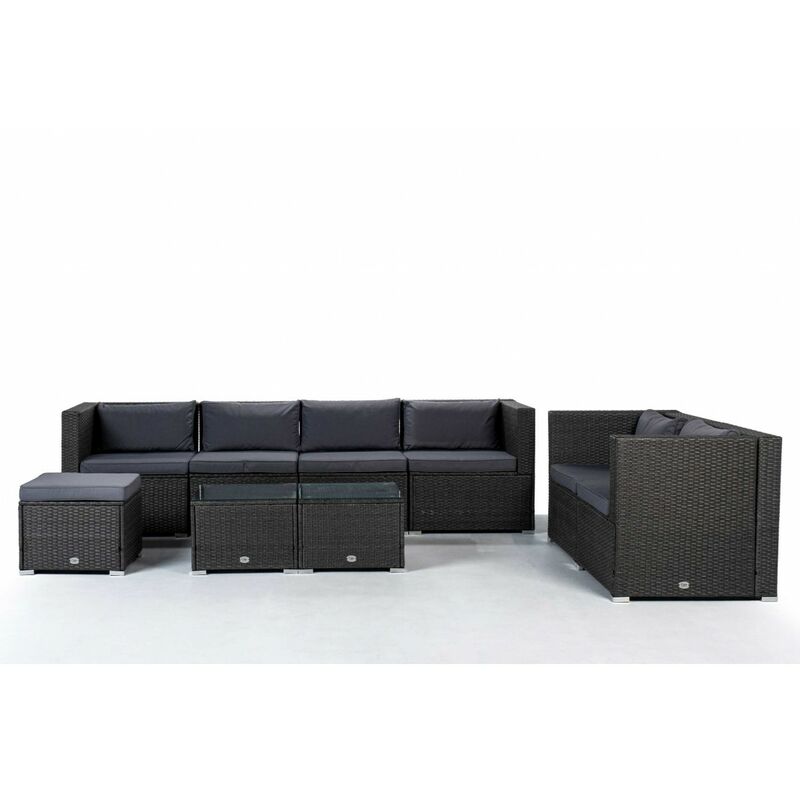 

– Conjunto Set Muebles Jardín y Terraza, 7 plazas, Gris, Ratán Sintético, Modular - Kiefergarden