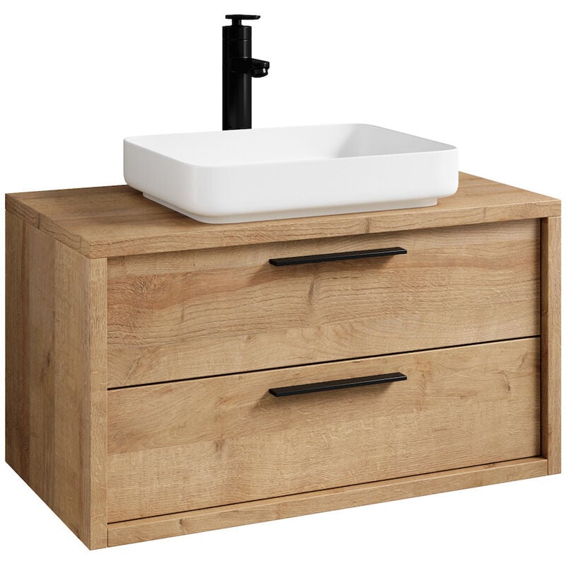 Badplaats - Meuble de salle de bain Indiana 90 cm Chene - Meuble avec lavabo - Chêne