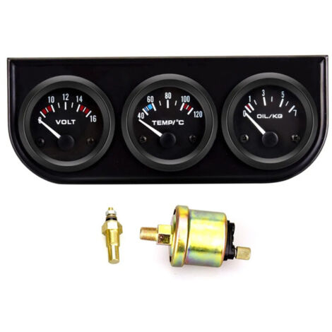 Indicador 3 en 1 para temperatura del agua, temperatura del aceite y presión del aceite - Kit de repuesto para automóviles, camiones, tractores y motores marinos.
