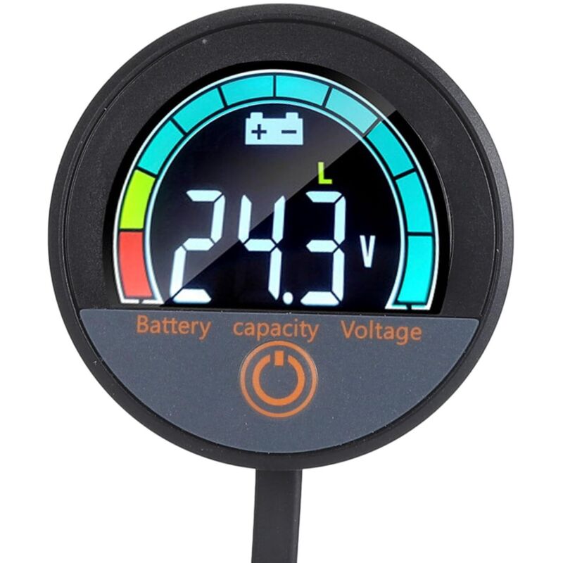 Indicador de energía redondo, voltímetro e indicador de capacidad de batería, amplio ángulo de visión, CC 8-100 V, para baterías de